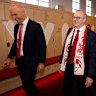 Swans boss Tom Harley takes Australian Prime Minister Anthony Albanese for a tour through club HQ.