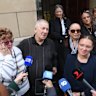 Ash Gordon’s friends and family outside court on Tuesday.