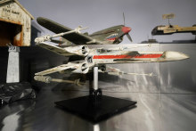 A miniature model called “Red Leader,” a X-wing Starfighter from the 1977 film “Star Wars, Episode IV, A New Hope,” on display in Texas. 