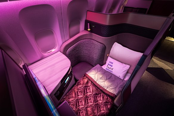 The seat in Qsuite is within its own cubicle.