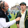 Jonathan Agnew interviewing Pat Cummins during last year’s men’s Ashes clash at the Oval.