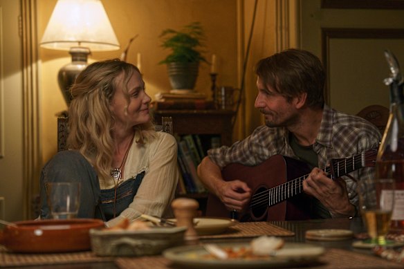 Carey Mulligan as Nell and Tom Basden as Herb in <i>The Ballad of Wallis Island</i>.