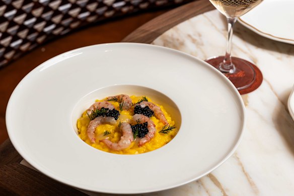Saffron risotto with prawns and Avruga caviar. 
