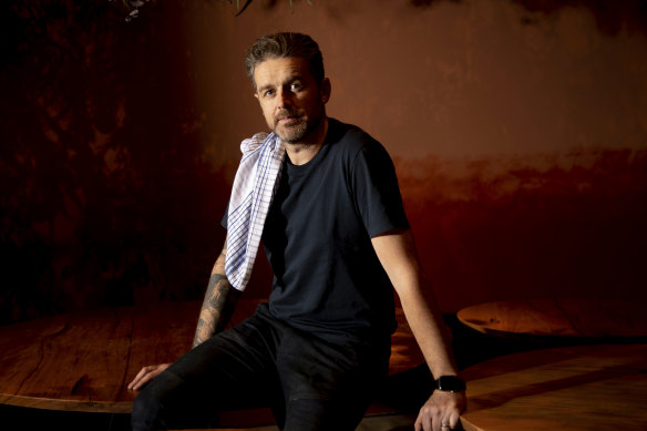 Jock Zonfrillo pictured in Orana’s Surry Hills pop-up restaurant in 2019. 