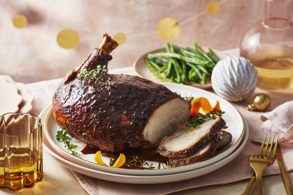 Brined and glazed turkey breast.