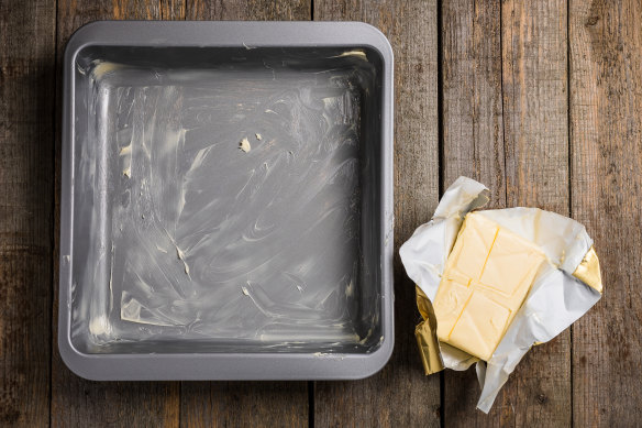 Buttering the tin well will stop the strata from sticking and crisp the edges.