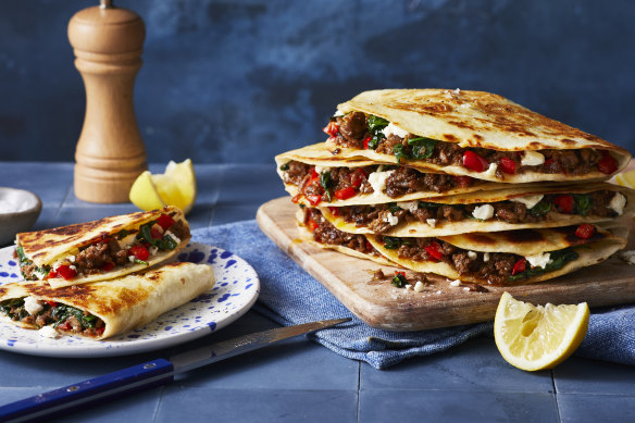 Use store-bough tortillas to get lamb gozleme on the table in 30 minutes.