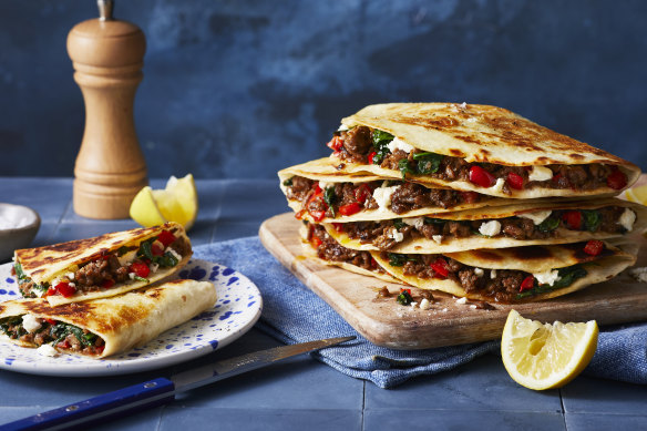 Store-bought tortillas are a cunning shortcut to hot lamb gozleme.
