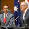 Prime Minister Scott Morrison, right, with Indonesia leader Joko Widodo in Canberra last year.