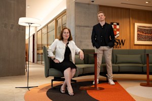 UNSW Associate Professor Michele Roberts and MBA graduate Aden Mann.