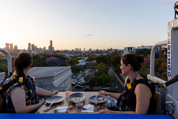 Diners enjoy the Vertigo view mid-meal.