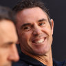 NSW coach Brad Fittler looking relaxed next to Queensland counterpart Billy Slater during the Origin II lead-up.