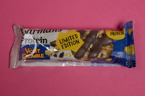 Carman’s new Violet Crumble protein bar.