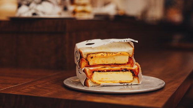 Steamed egg custard sando.