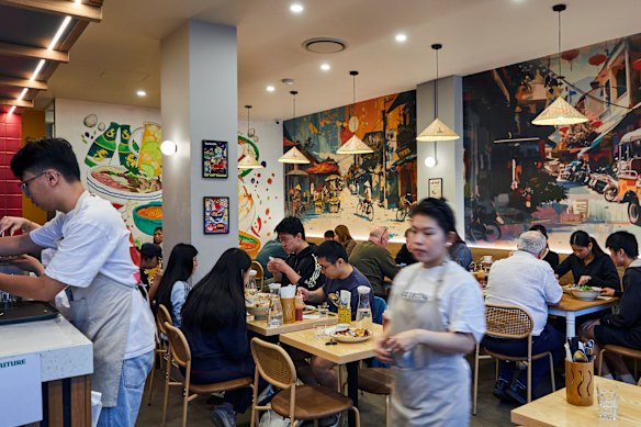 Saigon Things’ modern, brightly lit dining room.