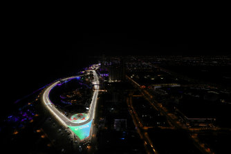 A general view of the F1 circuit in Jeddah, Saudi Arabia.