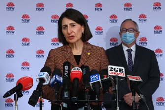 NSW Premier Gladys Berejiklian and NSW Health Minister Brad Hazzard during the COVID-19 update.