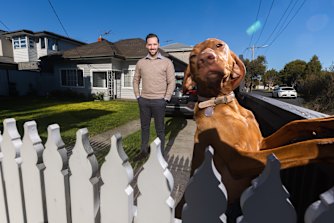 Aaron Allport, pictured with Luna, has lowered his budget to get back into the market, after considering future interest rate rises.