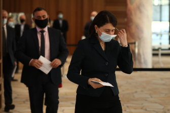 NSW Premier Gladys Berejiklian arriving for Friday’s coronavirus update. 