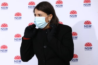 NSW Premier Gladys Berejiklian at todayâ€™s COVID-19 briefing. 