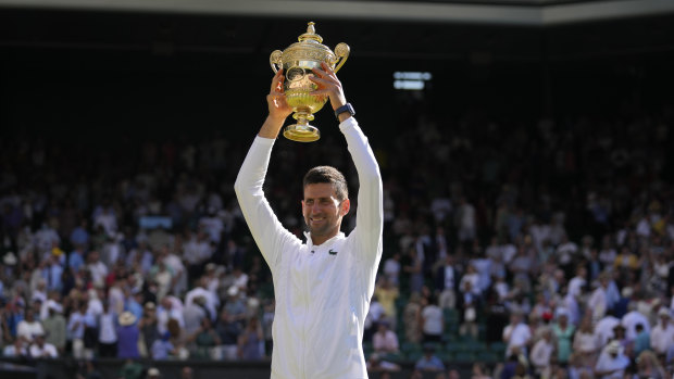 Serbia’s Novak Djokovic after his recent Wimbledon win over Nick Kyrgios.