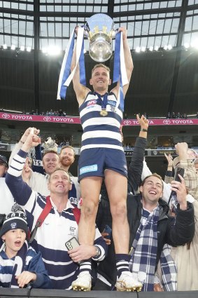 Leaving on a high: Joe Selwood with last year’s premiership cup.