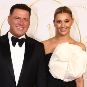 Karl Stefanovic and Jasmine Yarbrough at last year’s Logies on the Gold Coast.