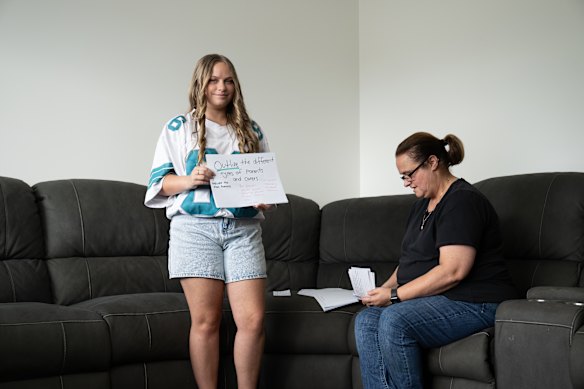 Shauna-Lee Young prepared for her HSC exams by teaching her mum, Belinda. She will study teaching at the Australian Catholic University next year.
