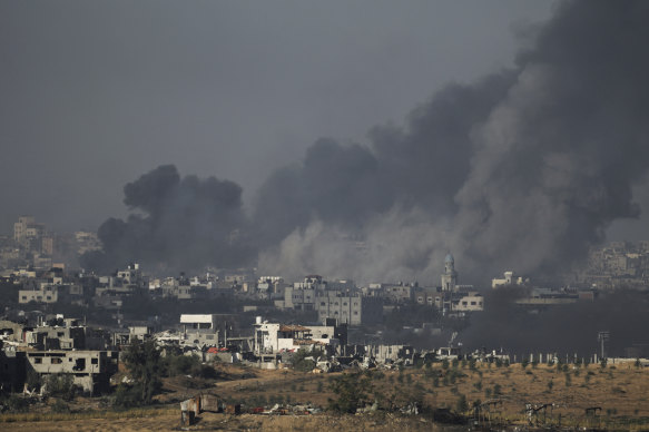 Smoke rises following an Israeli airstrike in the Gaza Strip this week.