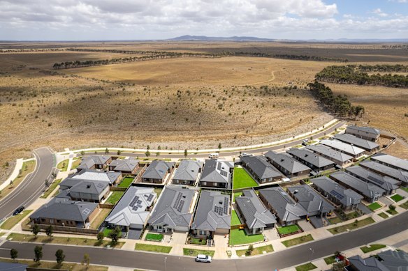 The edge of a Manor Lakes housing estate, near Melbourne.