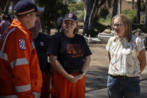 Premier Jacinta Allan meets SES volunteers in Seymour.