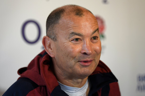 England rugby coach Eddie Jones during a press conference in Bagshot, England on Thursday.