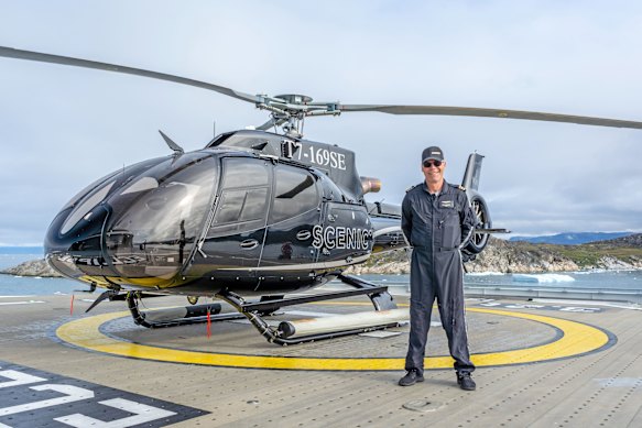 Pascale Fischer and his magnificent flying machine.