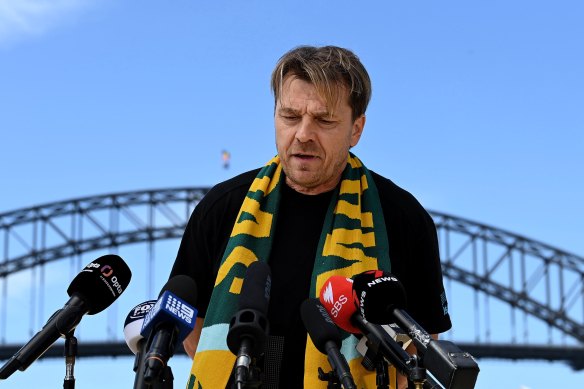Tony Gustavsson speaks to the media in Sydney on Tuesday.