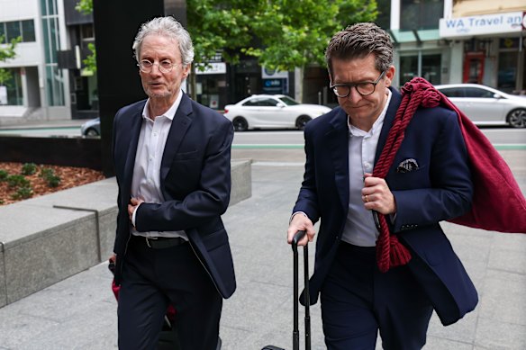 Nine’s counsel Martin Goldblatt and Matthew Lewis SC arriving at court.