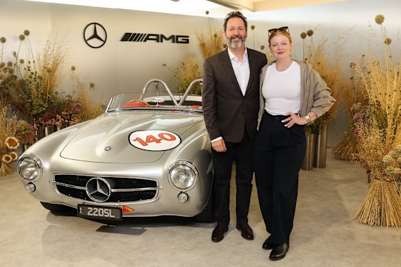 Sarah Snook and husband David Lawson were guests of Mercedes.