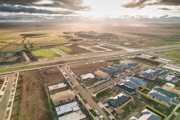 A new housing estate on Melbourne’s western fringe.