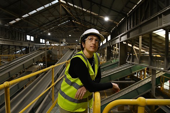 Australian Council of Recycling CEO Suzanne Toumbourou at a material recovery facility in Sydney,