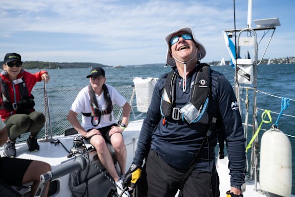 James Hunter on board MWF Kayle during the Making Waves Regatta.