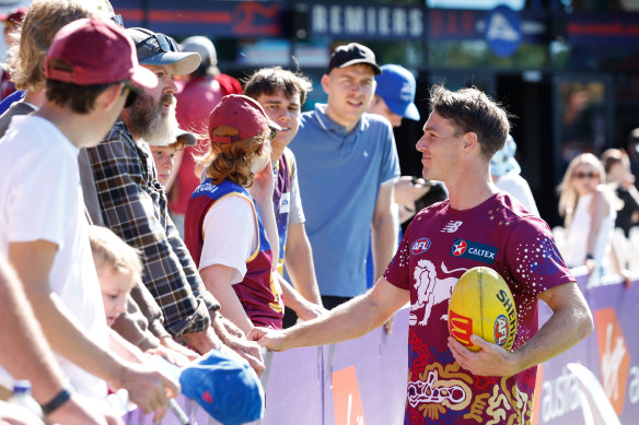 Lincoln McCarthy greets fans pregame.