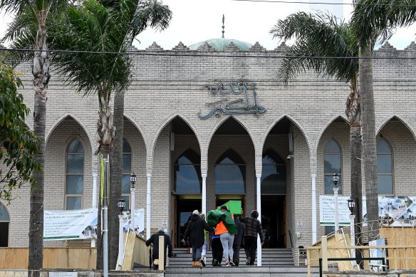 Amneh “Amy” al-Hazouri coffin is carried into Lakemba mosque.