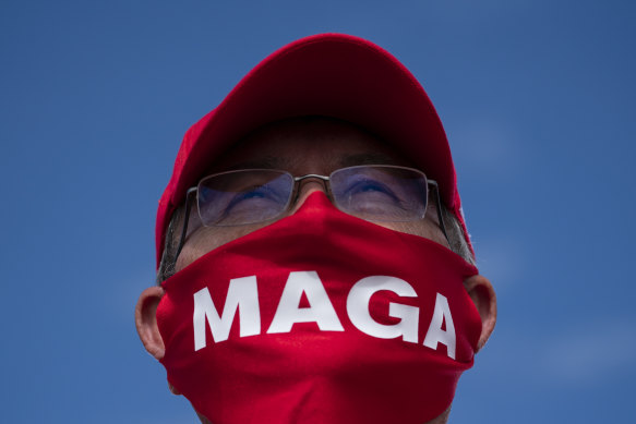 A supporter of President Donald Trump  at a North Carolina rally on October 15.