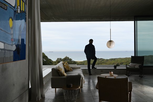 Architect James Stockwell in Bunkeren, a home he designed in Newcastle. 