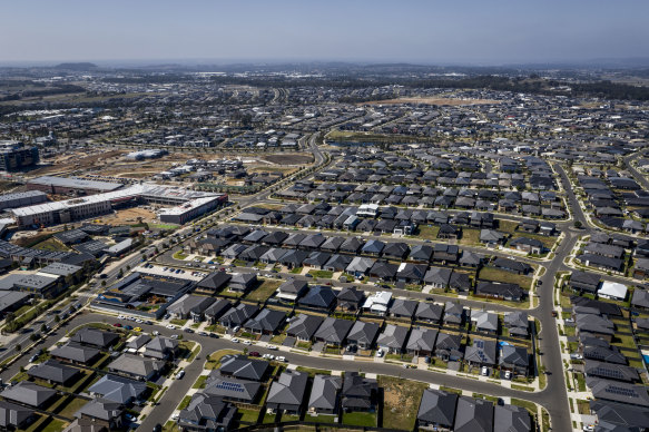 Housing estates at Oran Park, south-west of Liverpool.