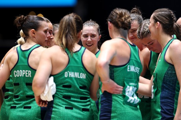 Northern Ireland huddle after their loss to Australia on Thursday AEST.