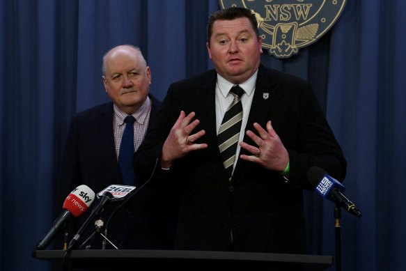 Wollondilly MP Nathaniel Smith (right) is the NSW government whip. 