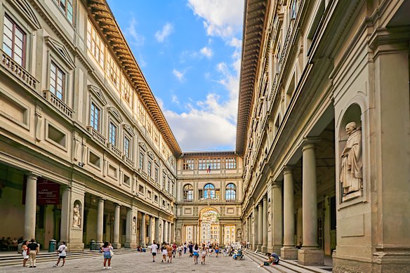 Courtyard of the Uffizi Gallery in Florence.