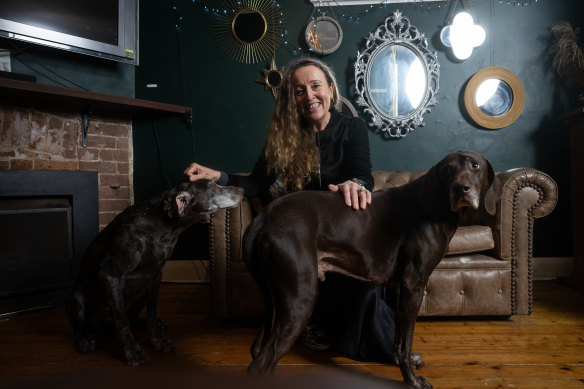Paula Kensington with her dogs Miss Stevie and Sir Allan.
