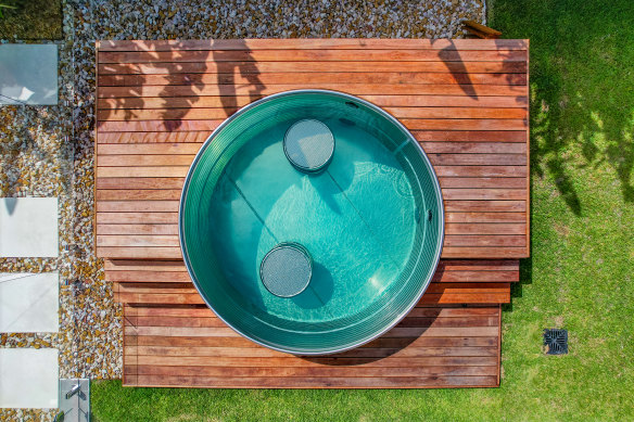 Even a compact pool lets home owners cool off in summer.