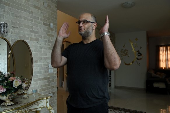 Dr Abed Samara at home in Tira, Israel. He was suspended from his job at a hospital after a colleague complained about a 2022 Facebook post.